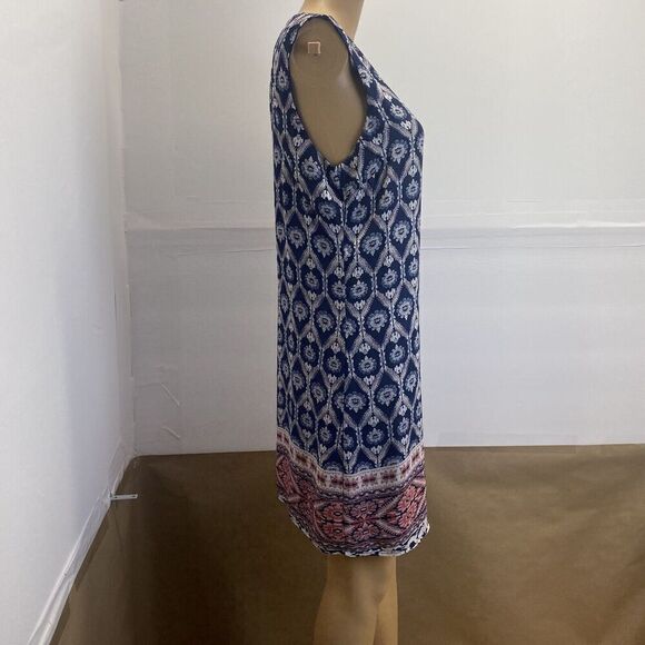 Pink Republic Women’s Sleeveless Navy Print Mini Dress Size Large Pre Owned - Picture 15 of 15